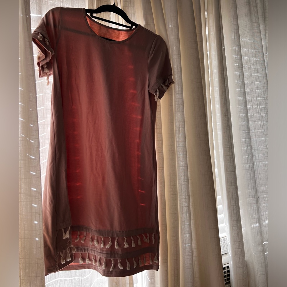 Dusty rose tasseled cotton dress